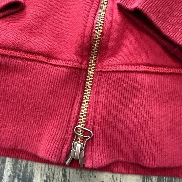 Adidas Vibrant Maroon Ribbed Zip Up Sweatshirt - Picture 4 of 8